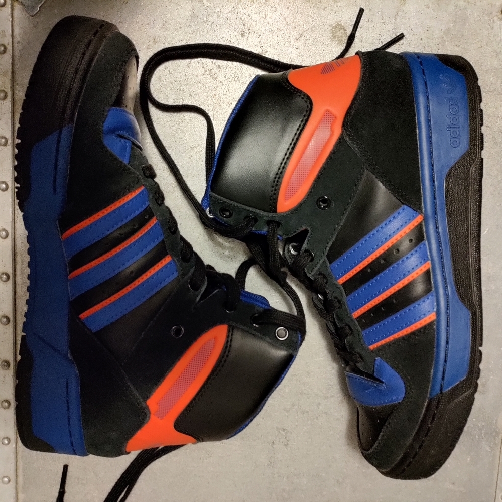 Adidas Patrick Ewing 8.5 hi-top basketball sneakers leather suede blue orange - Picture 9 of 15